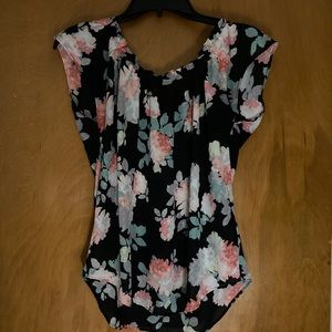 Black floral blouse